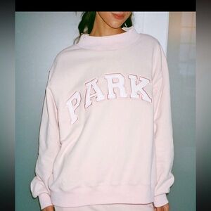 Parke Valentines Day Mockneck Sweatshirt in Cupid Pink & White.